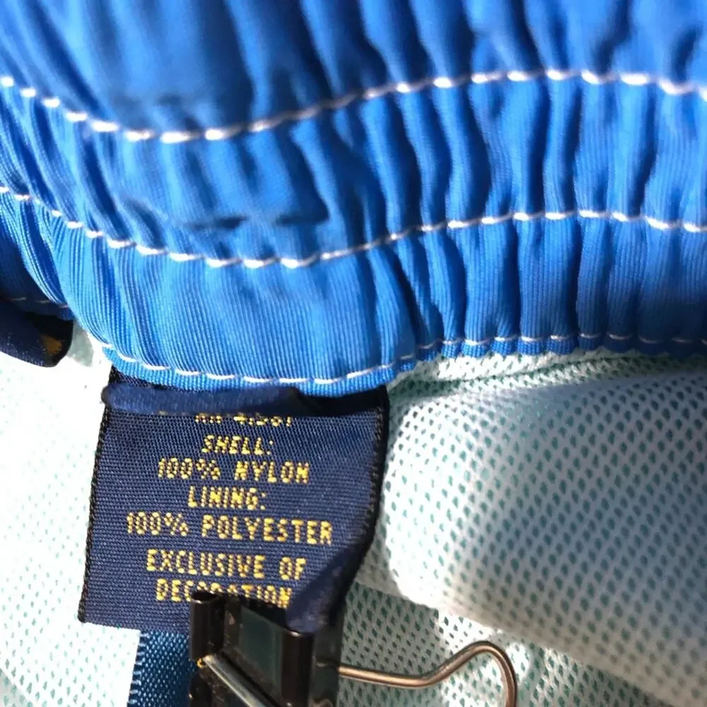 Polo Ralph Lauren mens L bathing suit turquoise blue drawstring waist pockets